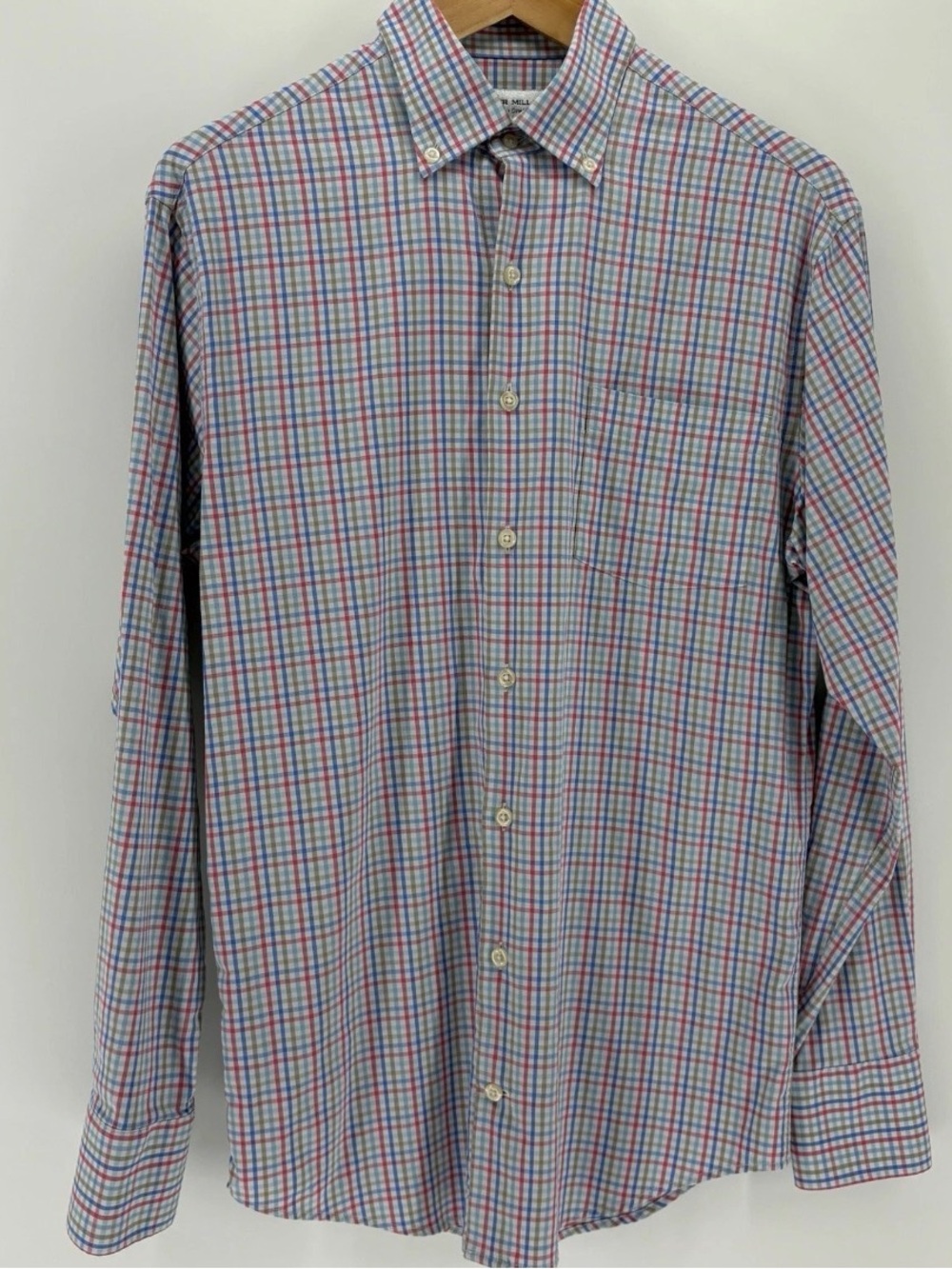 Peter Millar Summer Comfort Dress Shirt Mens S Plaid Check Stretch Performance